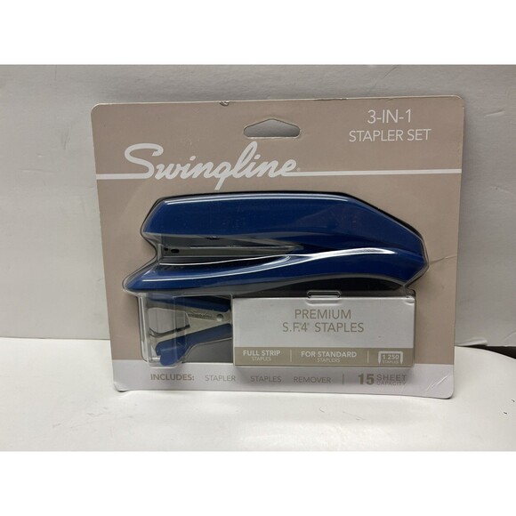 Swingline Blue Stapler Standard Desk Bonus Pack Staples & Paper Clips #54567 New - Picture 1 of 3